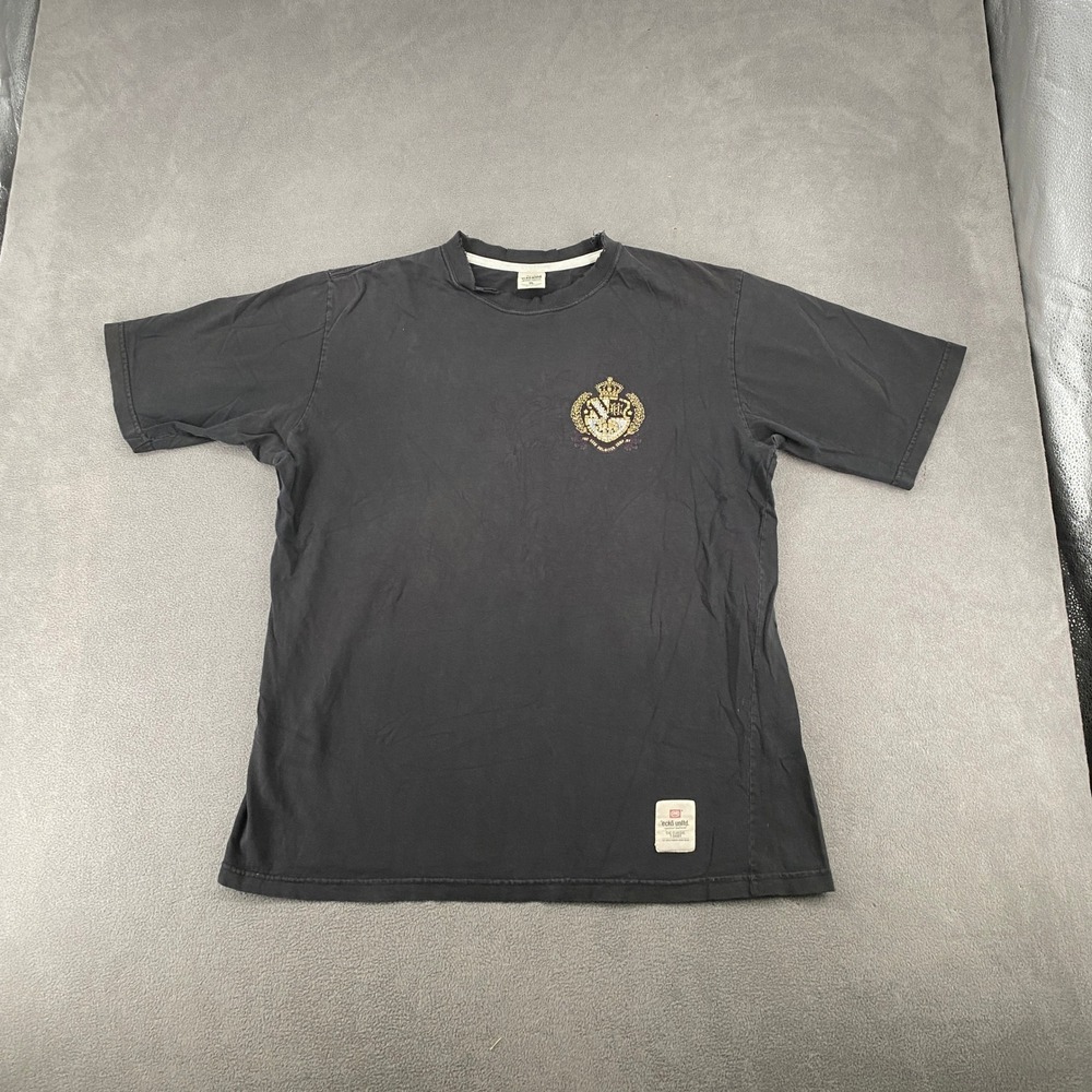 Ecko Unltd Mens XL Black Short Sleeve Graphic T-Shirt Distressed Crest Logo